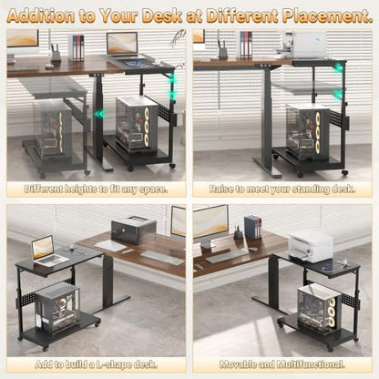 Besiost Computer Tower Stand with Outlets, PC Stand for Floor - size: 32"