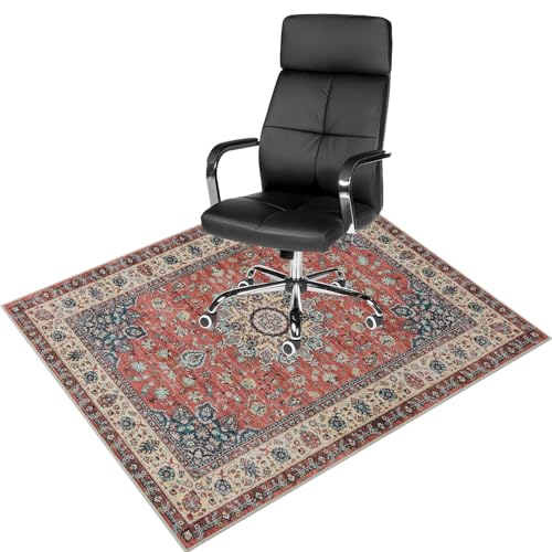 Anidaroel Chair Mat for Hardwood Floor, 48"x60" Desk Chair Mat for Hard Floors, Anti-Slip Office Rugs for Rolling Chairs - color: Brick Red, size: 48"x60"
