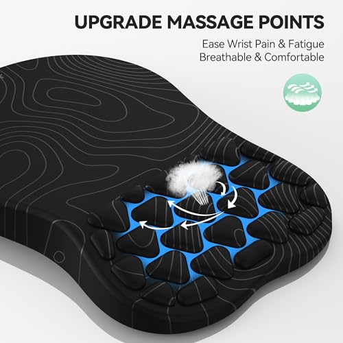 TECKNET Ergonomic Mouse Pad with Wrist Rest, Soft Mousepad with Massage Design, Memory Foam and Non-Slip PU Base for Pain Relief, Gaming Mouse Pad for Desk, Home, Office, 12x8 Inches, Black White - color: Black White