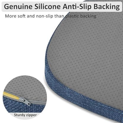 Shinnwa Kitchen Chair Cushions Set of 2, High-Resilience Foam Windsor Seat Pads, Dining Chair Cushions with Ties & Textured Cover, 2 Pack, 16.5 x 15.5 x 2, Navy Blue - color: Navy Blue, size: 2 Count (Pack of 1)