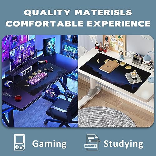 Large Mouse Pad Moon Phase Extended Gaming Mouse Pad Non-Slip Desk Mat with Stitched Edge Laptop Computer Keyboard Mousepad for Office Home 35.4" x 15.7" - color: Moon Phase