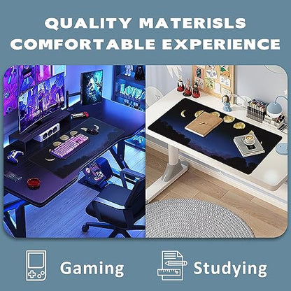 Large Mouse Pad Moon Phase Extended Gaming Mouse Pad Non-Slip Desk Mat with Stitched Edge Laptop Computer Keyboard Mousepad for Office Home 35.4" x 15.7" - color: Moon Phase