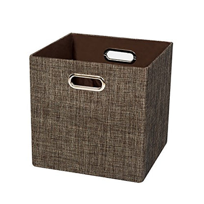 Posprica Storage Bins Cube Containers Boxes,Thick and Heavy Duty Fabric Drawers, 11×11 inch- Set of 4,Brown - color: Brown, size: 11×11×11/4pcs