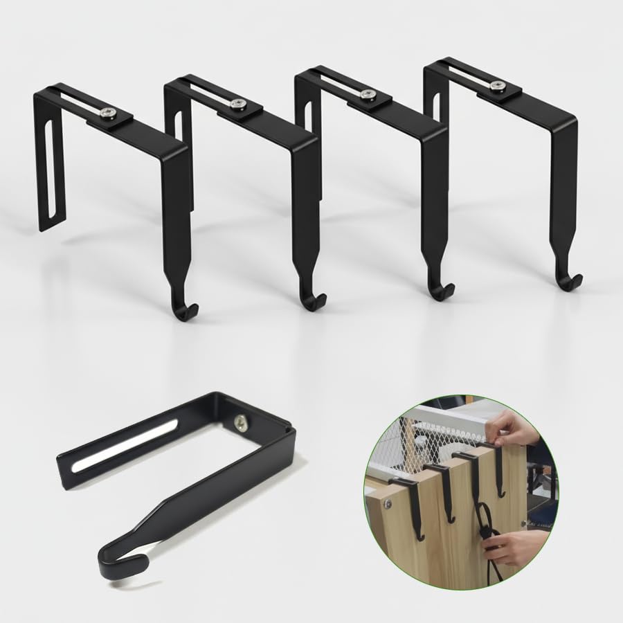 Cubicle Hooks, Office Cubicle Hooks for Hanging 7 Pack Black | Small Adjustable No Drill Cubicle Wall Hooks & Cubicle Hangers for 1.4" to 3.5" Thick Panels