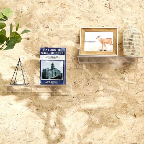 6 Pack Clear Acrylic Shelves for Wall with Adhesive,15 Inch No Drill Floating Shelves for Bathroom,Bedroom,Renter Friendly,Kids Room Bookshelf,Wall Display Shelf for Lego,Funko Pop,Figurine,Perfume - size: 15 Inch - 6 Pack