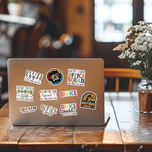 10pcs Front Office Sticker Sheet, Funny Cute Vinyl Decals for Receptionists, Admin Staff, Workplace Decor, Waterproof, UV-Resistant, for Laptop, Water Bottle, Journal, Notebook, Clipboard, Phone Case