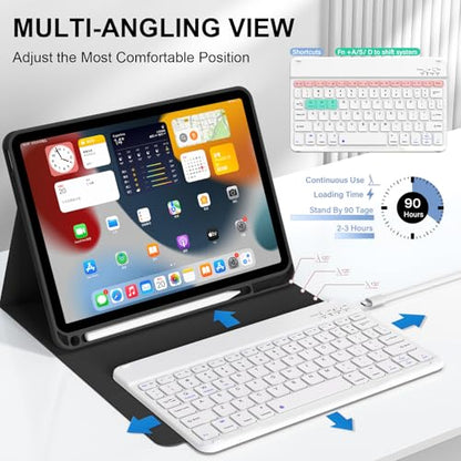 Keyboard Case for iPad (A16) 11th Gen 11 Inch 2025, iPad 10th Generation 10.9 inch 2022 with Pencil Holder, Wireless Keyboard and Slim Lightweight Soft Cover Auto Wake/Sleep, Black - color: Black
