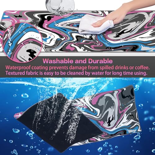 Canjoy Gaming Mouse Pad, Fluid Pattern Mouse Pad 31.5x11.8inch Large Extended Computer Mouse Mat Keyboard Full Desk Mousepad for Gaming, Office, Home - color: Pink-Blue Fluid, size: 800*300mm