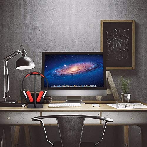 Headphone Stand, Universal Aluminum Holder Showing Display Hanger for HyperX Cloud II Gaming Headset, Microsoft Xbox One Chat, Turtle Beach Recon, Sony Headset 2.0 and More