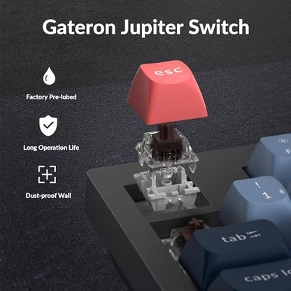 Keychron V5 Max Custom Wireless Mechanical Gaming Keyboard with Number Pad, 96% Layout QMK/VIA 2.4 GHz/Bluetooth 5.1/Wired, RGB Backlit Hot-Swappable Gateron Brown Switch for Mac Windows Linux - color: Gateron Jupiter Brown Switch