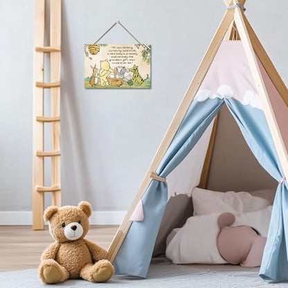 Hatzelou 1PCS Classic Winnie Baby Shower Centerpiece, Winnie Quotes Wall Hanging Sign, the Pooh Wall Sign Gifts, Adorable Winnie Sign for Home Bedroom Nursery, Perfect for Baby Shower Party Decor - size: 1pcs-new-baby