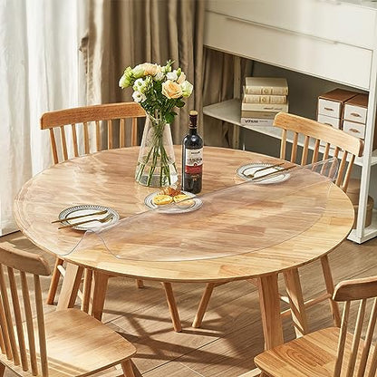 VEVOR Clear Table Cover Protector, 48 inch/1230 mm Round Table Cover, 1.5 mm Thick PVC Plastic Tablecloth, Waterproof Desktop Protector for Writing Desk, Coffee Table, Dining Room Table - size: 48" (Round)