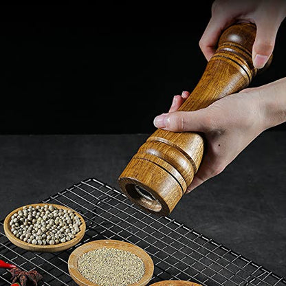 Wooden Pepper Mill Set Salt Pepper Grinder Kit Manual Mills Solid with Strong Adjustable Ceramic Grinders 2 Piece 8 Inches - color: D 2 Wooden Pepper Mill