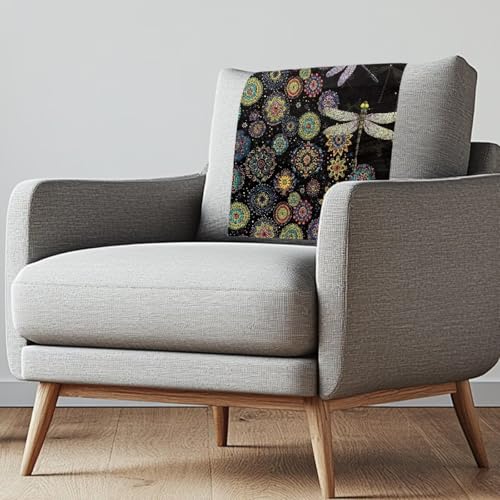 Boho Mandala Dragonfly Print Recliner Headrest Protectors, Anti-Wear Sofa Headrest Protective Cover for Furniture Slipcovers Headrest Cover for Sofa Furniture Chair Theater Seat - color: Boho Mandala Dragonfly