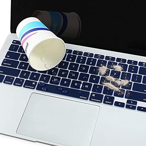 MOSISO Keyboard Cover Compatible with MacBook Air 13 inch 2022 2021 2020 Release A2337 M1 A2179 Retina Display with Touch ID Backlit Magic Keyboard, Waterproof Protective Silicone Skin, Navy Blue - color: Navy Blue