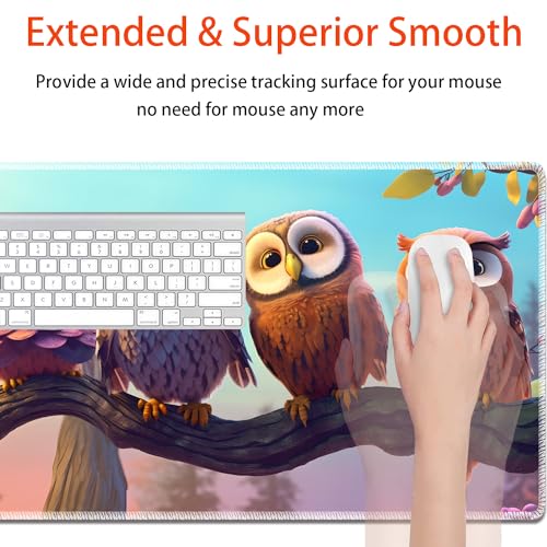 MTG Playmat, Smooth Surface Game Play Pad MTG TCG 24 x 14 inch with Storage Bag, Non-Slip Mouse Pad Card Fighting Game, Cute Owl - color: Cute Owl