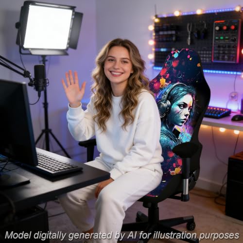 Gaming Chair Covers, 3D Printing Stretchable Soft Non-Slip Easy to Install Gamer Chair Cover with Armrest Cover(No Chair)(B) - color: B