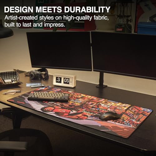 MPCO. Masterpiece Large Gaming Desk Pad - 36" x 17" Aeroglyde Fabric Machinami Desk Mats - Non-Slip, Washable, Smooth Glide for Precision Gaming & Work - color: AeroGlyde Machinami