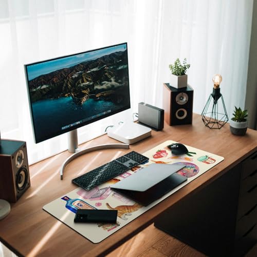 MAY FLOWER Gaming Mouse pad, Large Laptop Mousepad, Full Keyboard Mat, Long Computer Mouse Mat for Home and Office, Anti-Slip Rubber Base, 31.5 x 11.8 Inches (Cozy Stickers) - color: Cozy Stickers