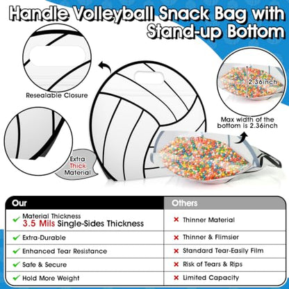 AKAIXI 24pcs 3.5Mil Thickened Volleyball Gift Bags Reusable Sealed Bags | with Handle Stand-up Volleyball Treat Bags for Volleyball Coach Team and Volleyball Mom, Party Favor Birthday Gifts Supplies - color: Volleyball