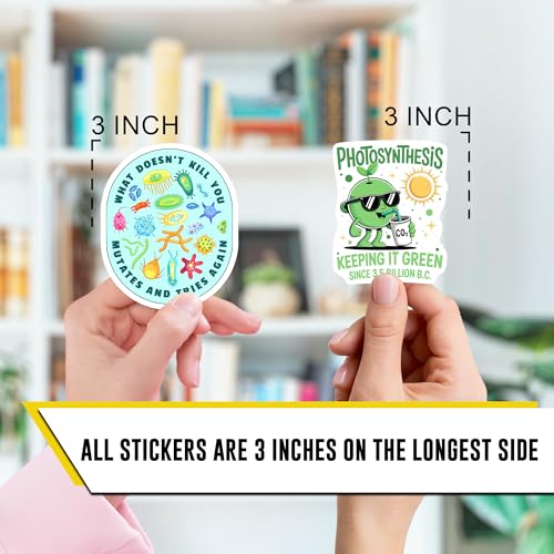 Biology Stickers 12pcs for Students Teens, Science Stickers Biology, Cell DNA Microbiology Stickers, Waterproof Stickers for Laptop Water Bottle - color: Biology