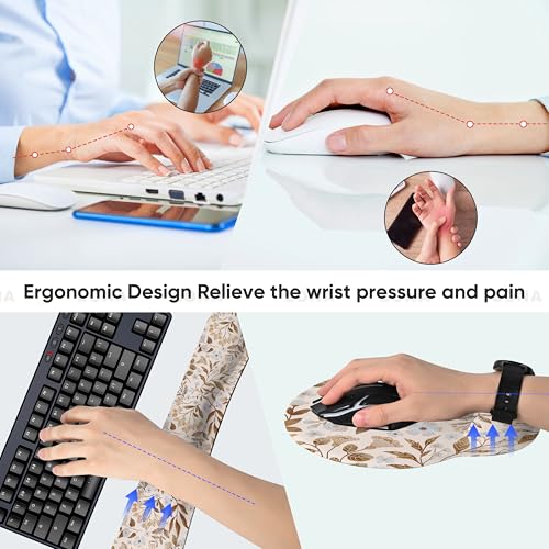 RICHEN Mouse Pad and Keyboard Wrist Rest, 3-in-1 Computer Mousepad and Coaster Set, Non-Slip Keyboard Wrist Rest and Mouse Pad Set Ergonomic Design (YKMWR-59) - color: Ykmwr-59
