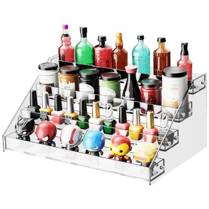 Acrylic 4-Tier Display Stand, Organizer, Storage Rack, Perfume, Spice, Figure, Cupcake, Card Display Stand, 12.2"x8.38"x6.22"