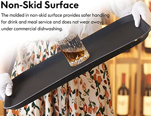 CURTA 2-Pack Restaurant Grade Non-Slip Tray, NSF, 22 Inch x 16 Inch, Plastic Rubber Lined Rectangular Serving Tray, Black - color: Black-rectangular, size: 16 Inch x 22 Inch