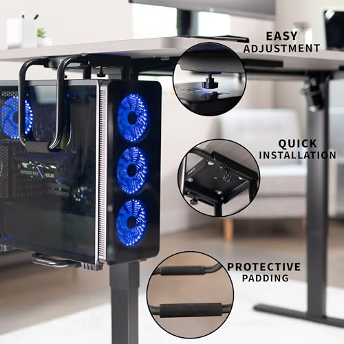 VIVO Heavy Duty Adjustable Under-Desk PC Mount, Home and Office Computer CPU Holder with Secure Locking, Supports up to 66 lbs, Black, MOUNT-PC04B - size: Large