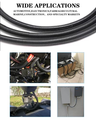 1/4 Inch Wire Loom Split Tubing - 33ft Cord Protector Electric Wires Covers, Automotive Wire Flexible Conduit, Plastic Wire Cover - size: 1/4"-33ft