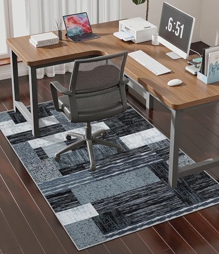 chakme Office Chair Mat for Hardwood Floor, 48"x36" Easy Glide Computer Desk Mat Protector for Rolling Chair Under Desk Rug Nonslip Backing, Machine Wash, (Jigsaw) - color: Gray Jigsaw, size: 36"x48"