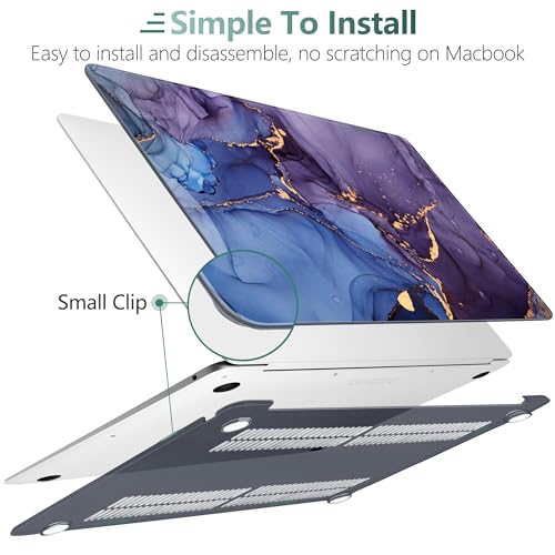 DONGKE Compatible with MacBook Air 13 inch Case 2021 2020 2019 2018 Release A2337 M1 A2179 A1932 with Retina Display Touch ID, Plastic Hard Shell & Keyboard Cover - Abstract Marble - color: Abstract Marble X570