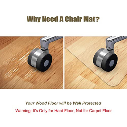 Kuyal Clear Chair Mat, Hard Floor Use, 48" x 32" Transparent Office Home Floor Protector mat Chairmats (48" x 32" Rectangle) - size: 48" x 32" Rectangle