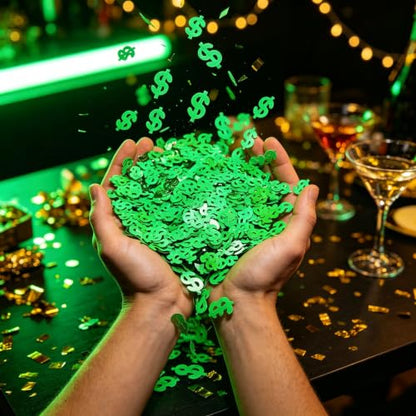 Green Dollar Sign Party Confetti,Table Scatter Decoration for Money Theme Birthday Table Decor, Casino Themed Birthday Adult Game Night Retirement Anniversary Graduation Party Decoration
