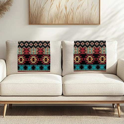 Aztec Sofa Headrest Covers Recliner Headrest Protector Cover Easy to Install Couch Head Rest Covers Pet Scratch Resistant Sofa Head Protector 2 Pcs - color: Aztec Style