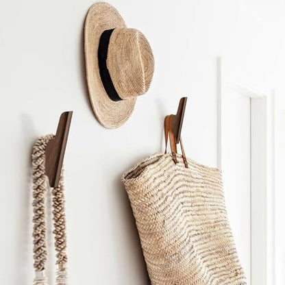 Wood Wall Hooks 4 Pack Coat Hooks Wall Mount Walnut Wooden Hooks for Hanging Hat, Bag, Backpack, Rustic Coat Hooks for Wall, Wood Towel Hooks for Bathrooms and Entryway Hooks (Walnut, Dark) - color: Walnut, Dark