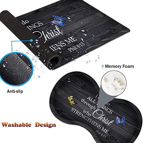 Desk Pad Gaming Mouse Pad + Wrist Rest Support Pad + Coaster, 31.5" × 11.8" Durable Non-Slip Extended Computer Mouse Pad, Suitable for Office and Home, Bible Verse Phil 4-13 - color: Bible Verse Phil 4-13