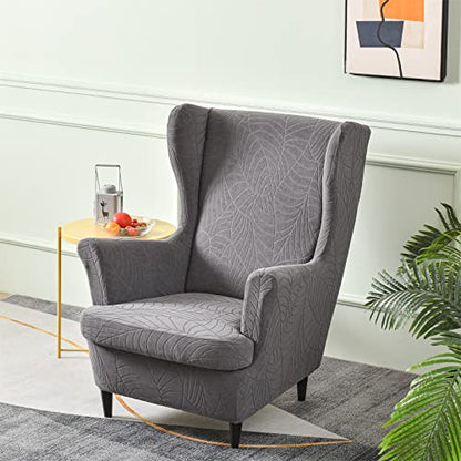 KRFOONN Stretch Wing Chair Slipcovers Jacquard 2 Piece Wingback Chair Covers Soft Spandex Wingback Armchair Slipcover Furniture Protector Chair Covers for Living Room Wingback Chair, T16 - color: Color T16
