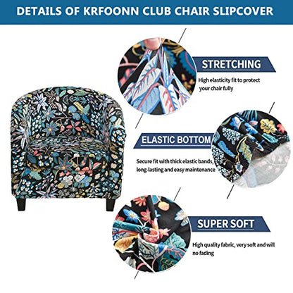 KRFOONN Club Chair Slipcover 2 Piece Stretch Printed Round Barrel Chair Covers Removable Tub Chair Slipcover with Elastic Bottom Chair Coverings Furniture Protector Cover for Living Room, A9 - color: Color A9