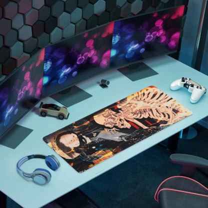 BELLEMOND Japanese Art Desk Mat | Large 31.5x11.8in Anime Mouse Pad for Keyboard & Mouse | Non-Slip Base, Water-Repellent | Original Japanese Design | Yokai Rising - color: Yokai Rising