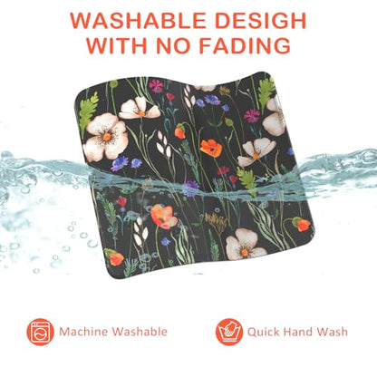 eulps Mouse Pad with Stitched Edge, Multiple Patterns Computer Mouse Pads with Non-Slip Rubber Base, Washable Cloth Mousepad, for Gaming, Laptop, PC (Wildflower Night) - color: 29Wildflower Night