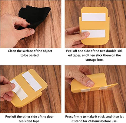 6 Pcs Remote Control Holder Wall Mounted, Self-Adhesive Wall Mount Phone Pen Pencil Makeup Brushes Glasses Holder Storage Box Organizer for Wall Beside Table - color: Blue, White, Red, Yellow, Gray, Pink