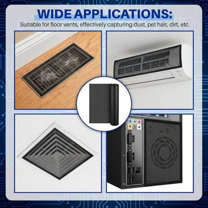 Woanger 1 Pcs 1000 x 300 mm DIY PC Case Dust Filter 1.2 mm High Airflow Hole PC Fan Mesh Filter Air Vent Covers PVC Dustproof Cover with 4 Magnetic Strip for Computer Chassis Speaker and More, Black
