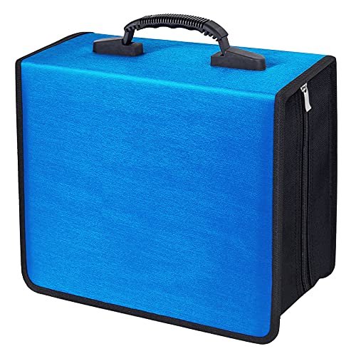 Siveit CD/DVD Binder, CD DVD Case Holder Binder 400 Capacity CD/DVD Wallet Storage Booklet Album Box (White binder, Blue) - color: Blue, size: White binder