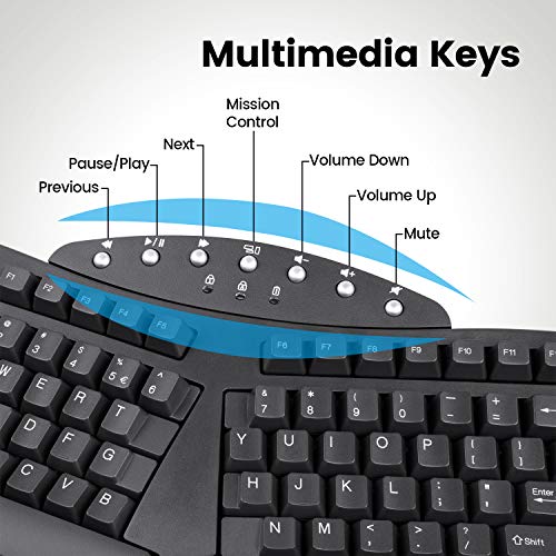Perixx PERIBOARD-512B Wired Ergonomic Keyboard - Split Keyboard, Wrist Rest, Natural Typing - Wired USB Connectivity - US English - Black - color: Black