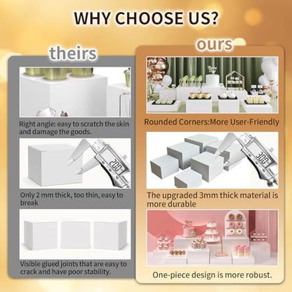 6 pcs white Acrylic Buffet Risers ，Buffet Risers Set，Mini Acrylic Signs，Nested riser with hollow bottom，Display stands for parties, restaurants, jewelry and collectibles(white, 6 pcs 5in to10in) - color: white, size: 6 pcs 5in to10in