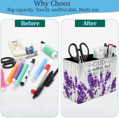 Pen Holder and Anti-Slip Mouse Pad Combination, Makeup Brush Storage Box, Tableware Storage Box, Suitable for Office and Home - Lavender Psalm 46:5 - color: Lavender Psalm 46:5