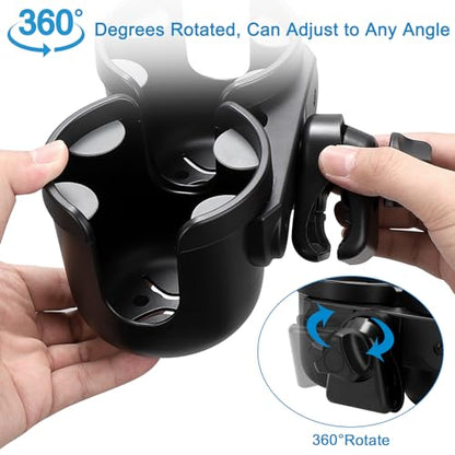 Accmor Stroller Cup Holder, Universal Cup Holder for Uppababy Nuna Doona Strollers, Bottle Drinks Holder for Wheelchair, Walker, Bike, Scooter - style: Double Cup Holder
