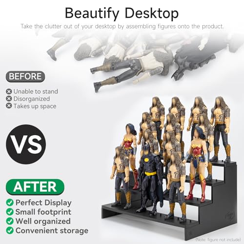 6 inch Acrylic Riser Display Shelf,Clear Action Figures Stands With PEG,4 Tier Toy Collectibles Organizer Compatible with 1/12 Scale Action Figure Toy (Fit For 6 inch Figure Toy-Black) - color: Fit For 6 inch Figure Toy-Black