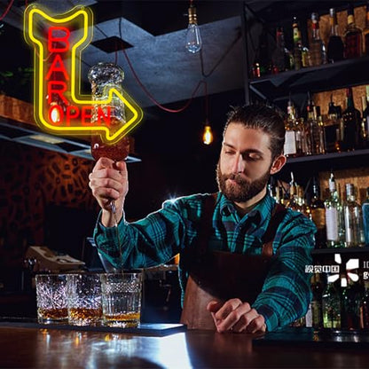 Bar Open Neon Signs for Wall Decor，Open Signs for Business,Led Neon Light for Man Cave, Bar,Pub，Christmas Birthday Party Gift - style: Bar open